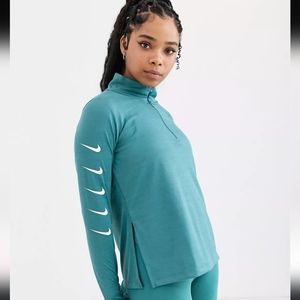 Nike Teal Long-Sleeve 1/4 Zip Mock Neck Top